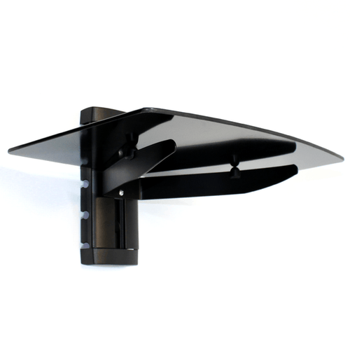 Tempered Black Glass Floating Shelf 1 Tier - Boxzy