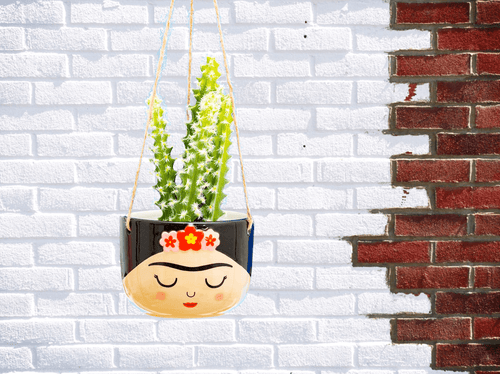 Mini Frida Kahlo Hanging Planter Pot | House Plant | Flower Pot - Boxzy