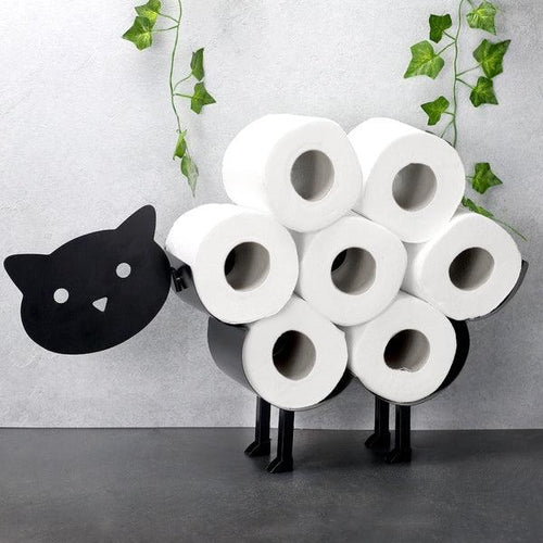 Cute Cat Design Toilet Roll Holder - No Fixings Required for Easy Use