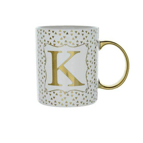 Gold Patterned Mug Initial K - Boxzy