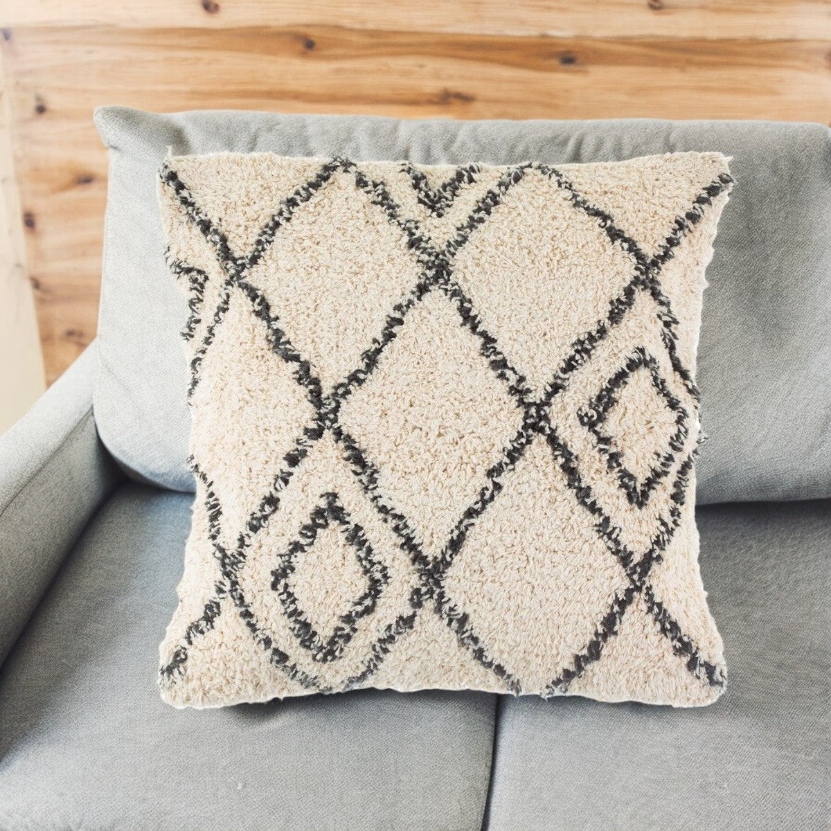 Berber-Style Tufted Diamond Cushion
