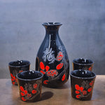 Black Floral Sake Serving Set