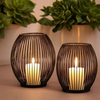Black Iron Cage Candle Holders – Set of 2