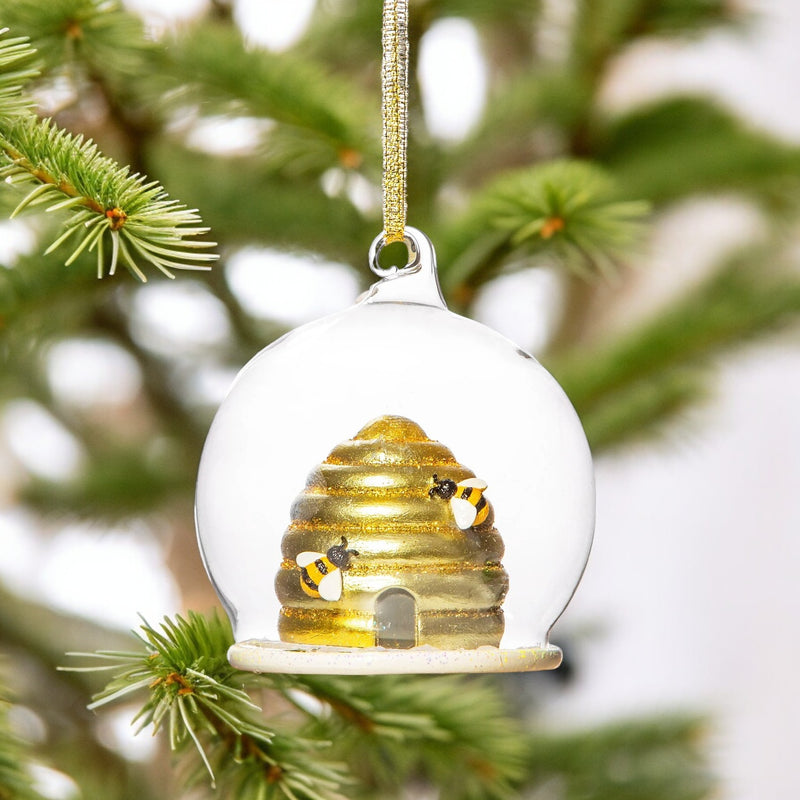 Beehive Glass Dome Christmas Bauble