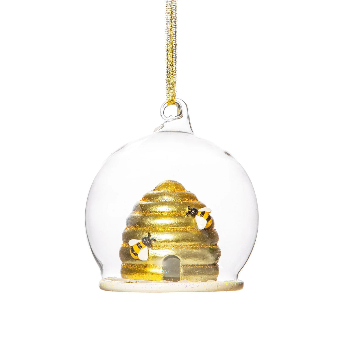 Beehive Glass Dome Christmas Bauble