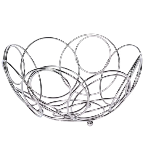 Circles Chrome Metal Fruit Bowl Basket