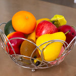 Circles Chrome Metal Fruit Bowl Basket