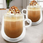 Double Walled 275ml Coffee Glass Mugs Set of 2