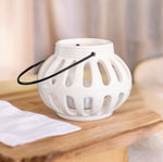 Elegant White Ceramic Lantern Tealight Candle Holder