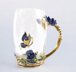 Enamel Floral Glass Mug - Set of 2
