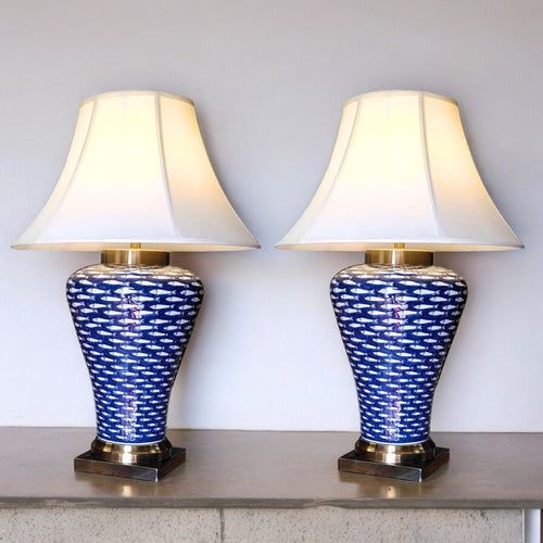 Pair of Luxury Vintage Myriad Fish Lamp