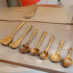 Natural Teak Wood Kitchen Utensils | Traditional utensils set of 7 wooden spoons