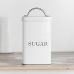 Stainless Steel Tea, Coffee & Sugar Canisters White