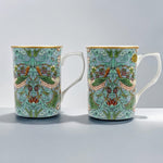 Strawberry Thief Teal Mugs Set Of 2