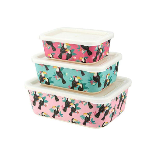 Tiki Toucan Bamboo Lunch Boxes (Set of 3)
