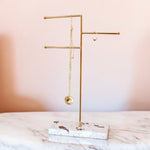 Triple Terrazzo Gold Jewellery Stand