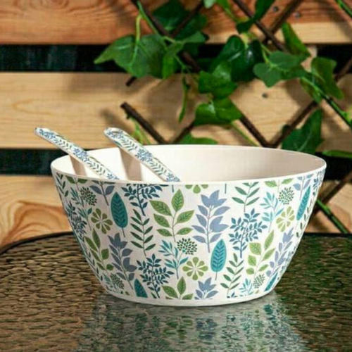 Stylish Botanical Leaf print bamboo plate, made from durable and sustainable natural materials