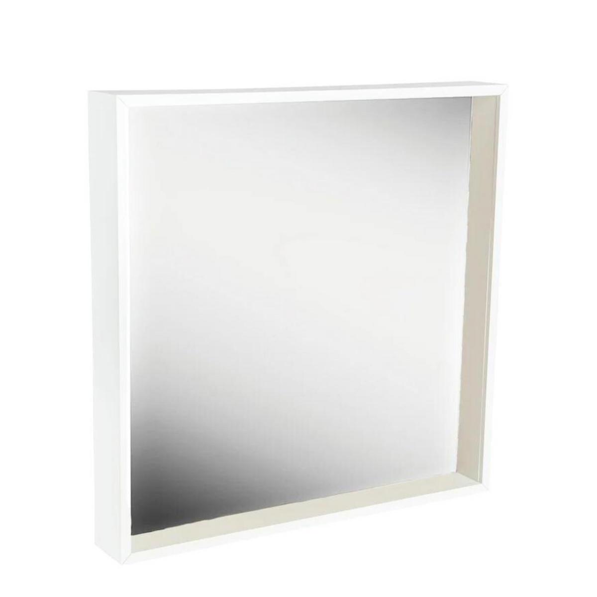 White square mirror showing recessed reflective surface