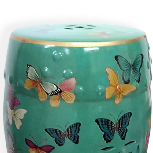 Butterflies Vintage Japanese Porcelain Stool