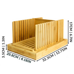 Bamboo Bread Slicer with multiple slices of bread, demonstrating its ability to quickly and evenly slice bread for lunches, sandwiches, and toast
