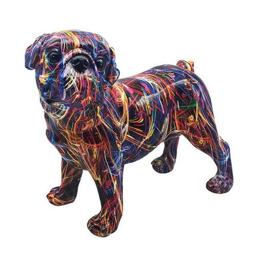 pug bulldog ornament - Supernova Pug - Supernova Collection Pug Ornament with Street Art-style Multi-colored Design - Ideal Gift or Home Decor Addition