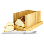 Bamboo Bread Slicer with the included crumb catcher, ensuring a mess-free bread slicing experience