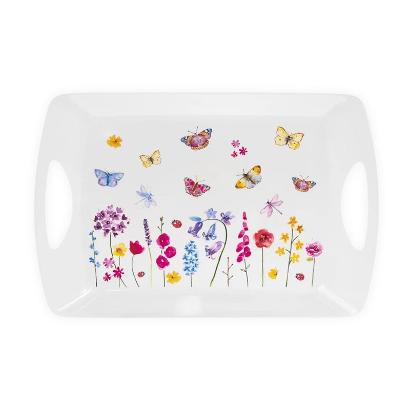 Butterfly Garden Floral Melamine Serving Tray – Large