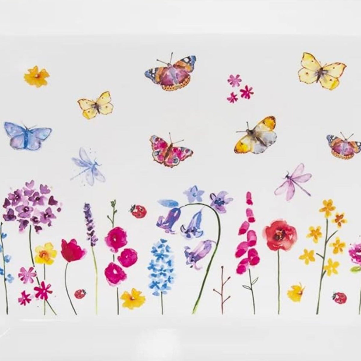 Butterfly Garden Floral Melamine Serving Tray – Large