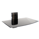 Tempered Black Glass Floating Shelf 1 Tier - Boxzy