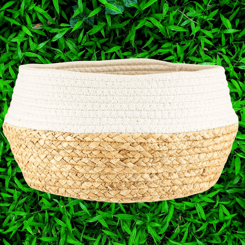 White Dip Rope & Grass Basket - Boxzy