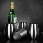 Pack of 4 Stainless Steel Wine Glasses - Boxzy