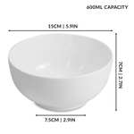 Set Of 4 Porcelain 600ml Cereal Bowls -Size 15cm - Boxzy