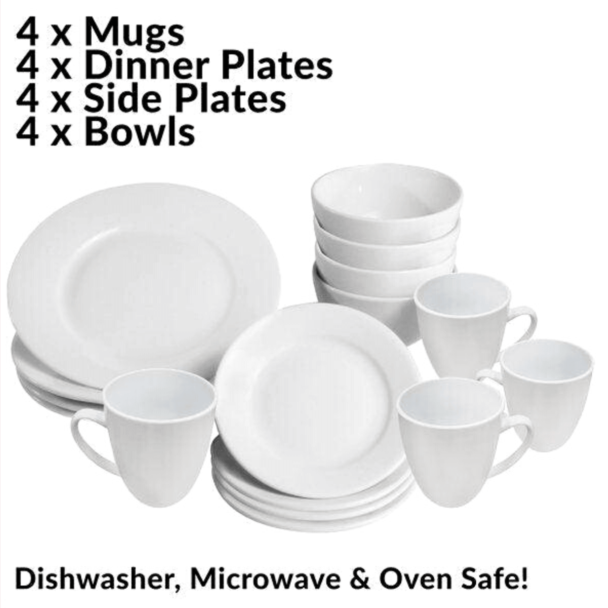 White Dinner Set - 16 Piece - Boxzy