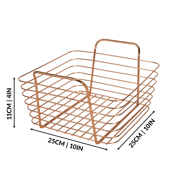 Small basket dimensions: 25cm wide, 25cm deep and 11cm high