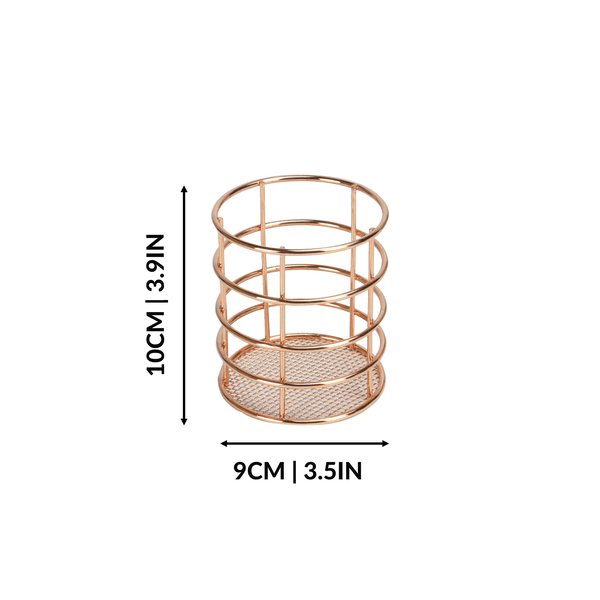 Cylindrical wire pot measuring 9cm across and 10cm high