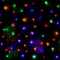 Multicoloured LEDs arranged against a dark background
