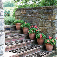 Decorative rubber treads fitted to outdoor garden steps