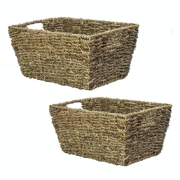 Two seagrass storage baskets displayed separately