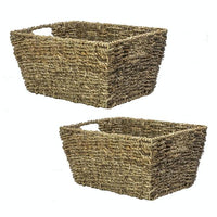 Two seagrass storage baskets displayed separately