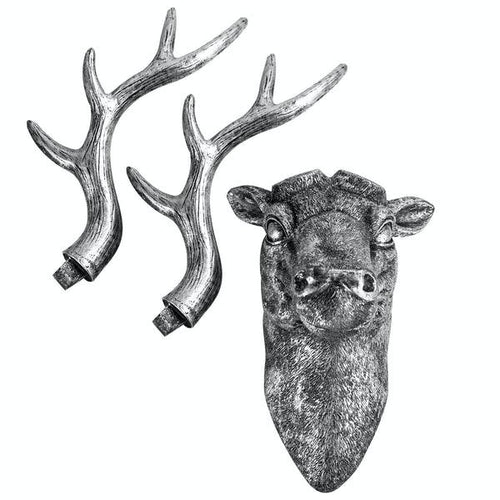 Stag Deer Head Wall Silver Sculpture - Boxzy