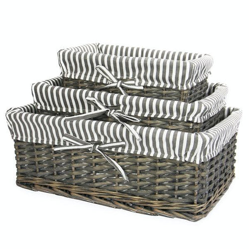 Grey Wicker Basket Set of 3 - Boxzy