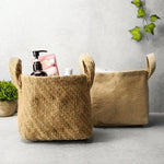 Cotton Jute Storage Baskets Set of 2 - Boxzy