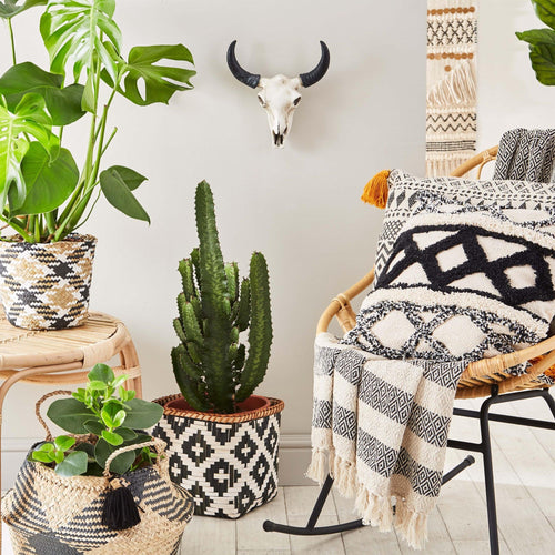 Scandi Boho Geo Bamboo Basket - Boxzy