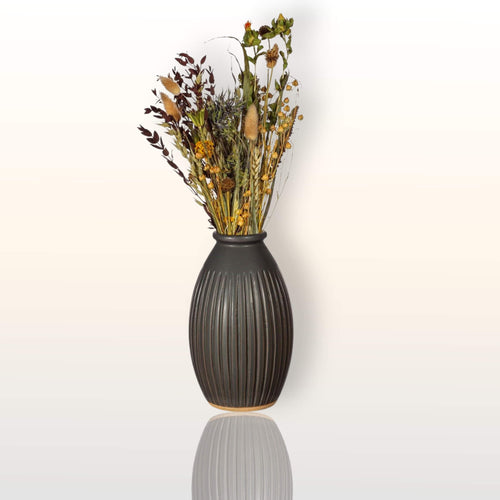 Grooved Vase Large Black