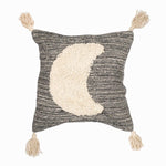Crescent Moon Tufted Cushion Black - Boxzy