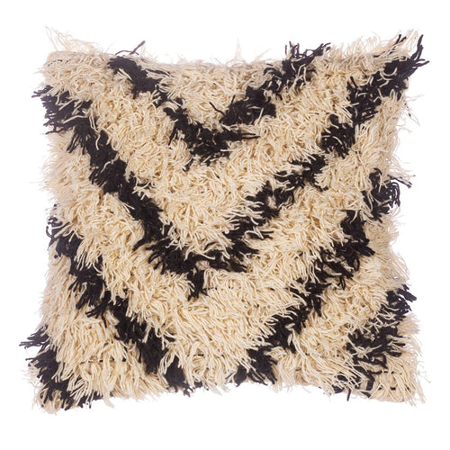 Shaggy Black And White Cushion - Boxzy