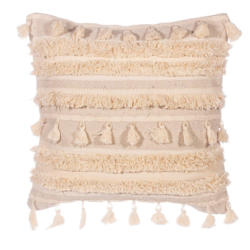 White Tassel Cushion - Boxzy