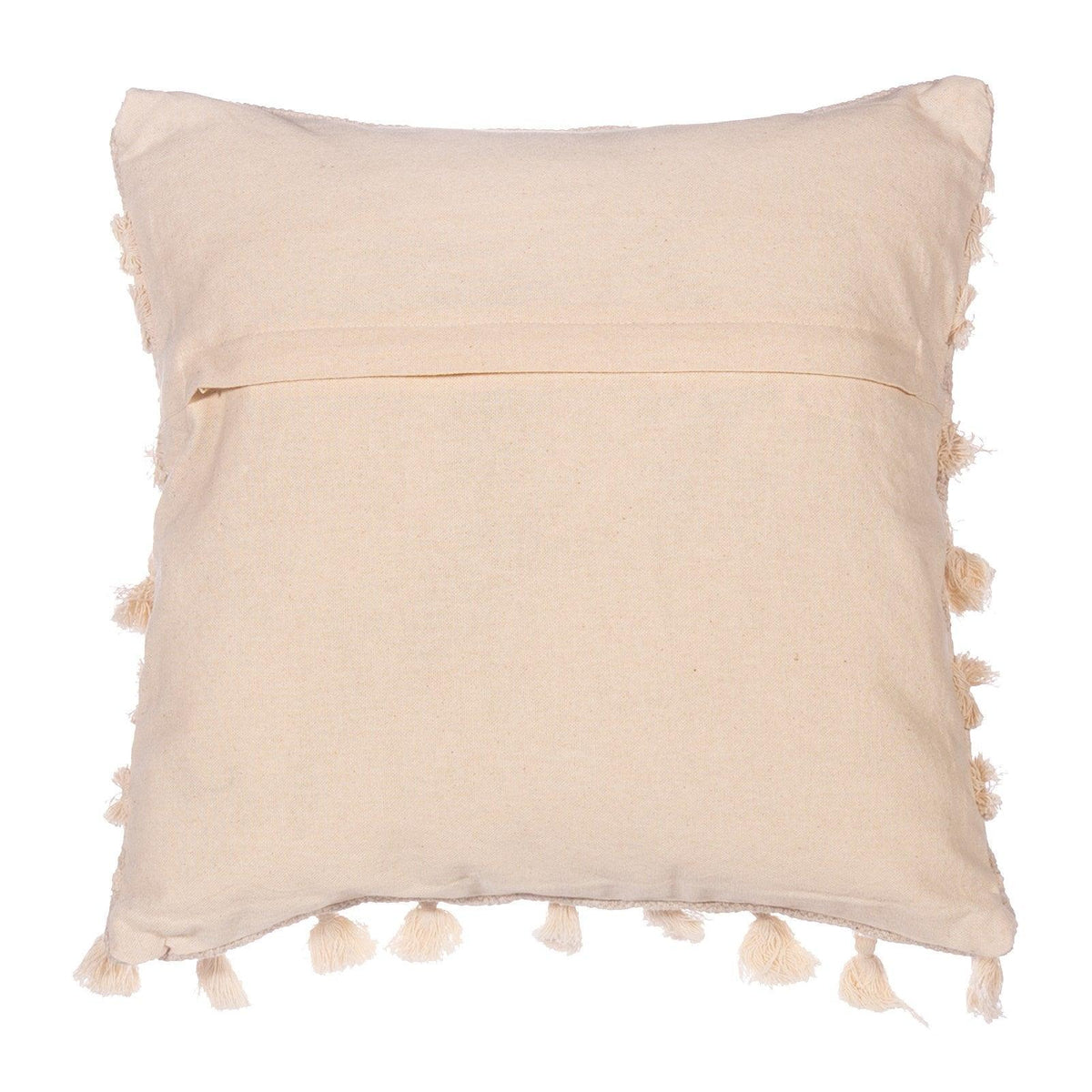 Plain pale reverse of the white tassel cushion
