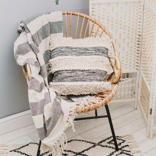 Scandi Boho Tufted Stripe Cushion - Boxzy