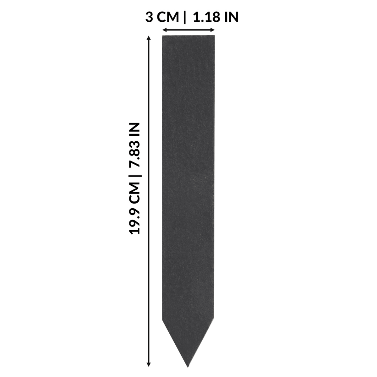 Slate plant marker diagram showing 19.9 centimetre length and 3 centimetre width